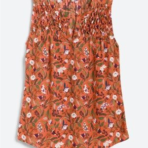 Carin Smocked Bib Blouse in Burnt Orange